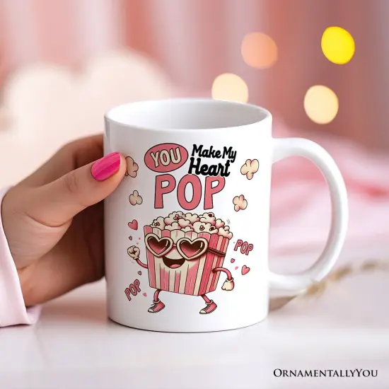Popcorn Love Man Mug, You Make My Heart Pop Funny Romantic Gift {1}