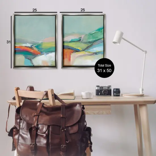 Stupell Industries Impressionist Pastel Landscape 2 pc Framed Floater Canvas Wall Art Set Design by Jan Weiss {3}