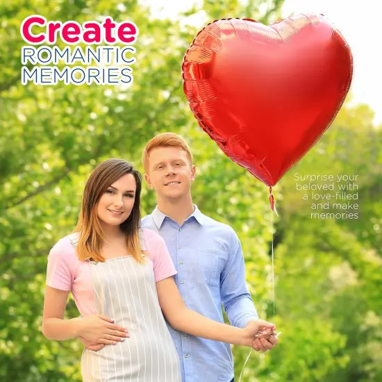 4E's Novelty 4 Pcs 32&rdquo; Large Heart Shaped Balloons - Red Valentines Balloons Foil {4}