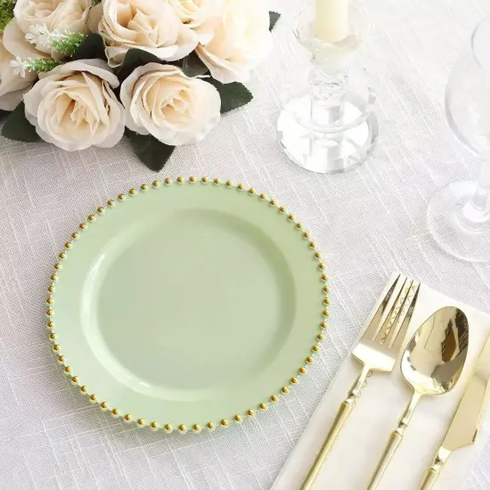 10 Round 8 in Disposable Plastic Salad PLATES Beaded Trim Party Home Decorations {4}