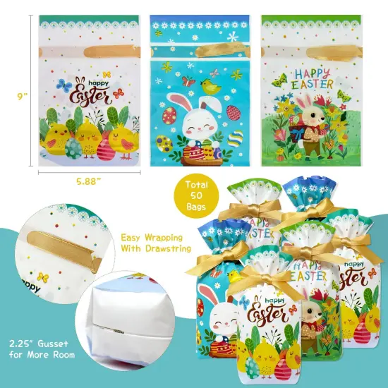 Wrapables Easter Drawstring Treat Bags for Candy, Cookies, Treats, Gifts, Egg Hunt, and Party Favors (50pcs) {2}