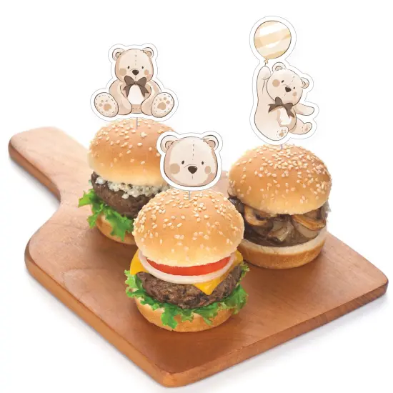 Big Dot of Happiness We Can Bearly Wait - Dessert Cupcake Toppers - Teddy Bear Baby Shower Clear Treat Picks - Set of 24 {4}