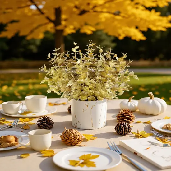 2 Pack Fall Fake Plants Eucalyptus Potted {4}