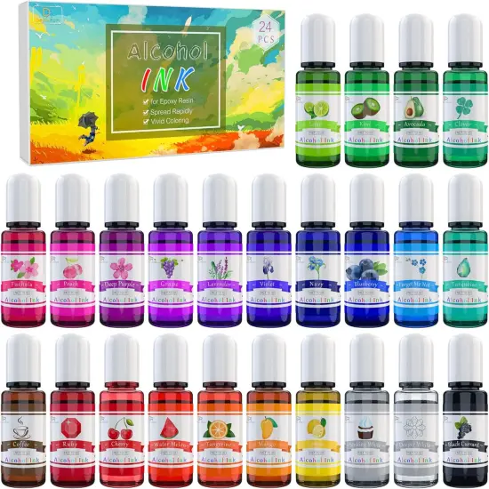 Alcohol Ink Set - 24 Vibrant Colors for Resin Art {1}