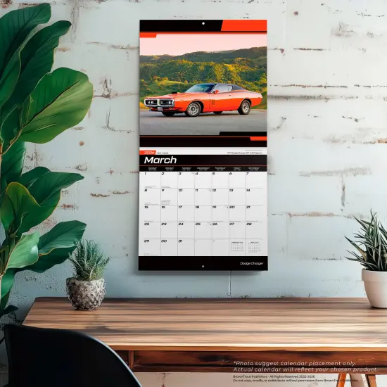 Dodge Charger OFFICIAL | 2026 12 x 24 Inch (Hanging) Monthly Square Wall Calendar | Foil Stamped Cover | Plastic-Free {5}
