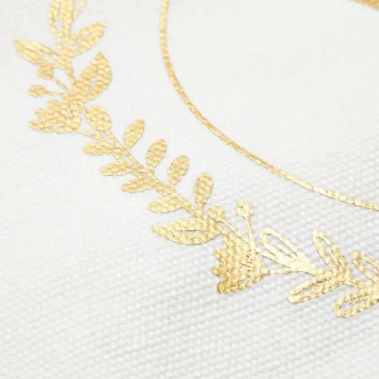 Gold Initial I Personalized Makeup Bag for Women, Monogrammed Canvas Cosmetic Pouch (White, 10 x 3 x 6 In) {4}