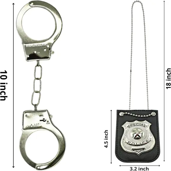 4E's Novelty Police Accessories for Kids - Fake Police Badge and Police Handcuff Set - Ideal Police Gear for Kids - Police Party Favor & Dress Up Prop {5}