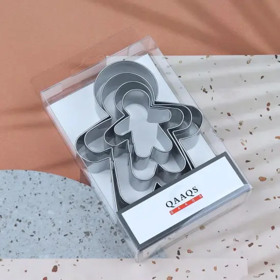 4 Piece Christmas Gingerbread Boy Cookie Cutters Shapes Molds - Stainless Steel {5}