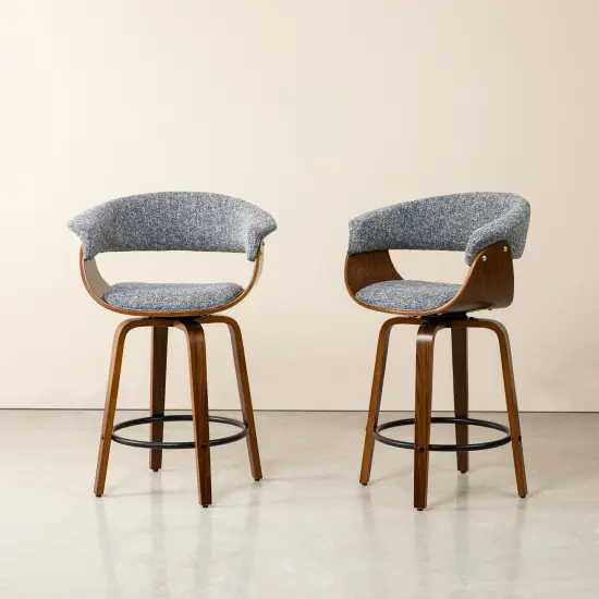 Set of 2/4 Modern Counter & Bar Height Wooden Swivel Bar Stools {2}