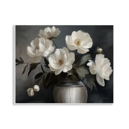Stupell Industries Moody White Flower Vase Wall Plaque By Kim Allen {1}