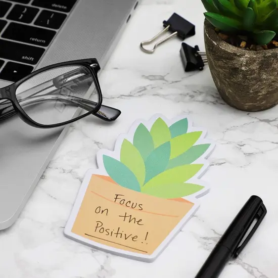 6-Pack Cactus Sticky Notes, Cute Succulent Note Pad for Office Stationery Supplies, Adhesive Plant Memo Reminder Notepads, Teacher Appreciation Funny Gifts, Fun Desk Accessories (6 Designs) Green {3}