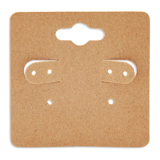 200 Bulk Pack Kraft Paper Earring Cards for Selling Jewelry, Necklaces, Studs, and Pre-Cut Holes, Perfect for Small Business, Retail, and Boutique Display (2x2 in) Brown {7}
