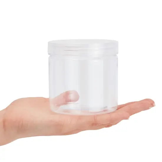 Slime Containers with Lids - 8 Pack Clear Plastic Jars for Kids DIY Crafts (12 oz) {6}