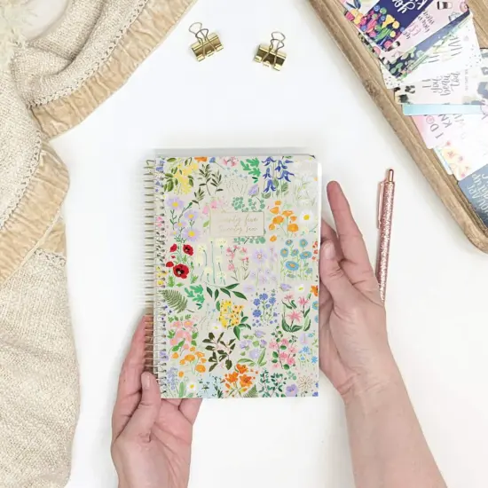 bloom daily planners 2025-26 Academic Planner, Soft Cover, 5.5" x 8.25", Garden Party, Beige {2}