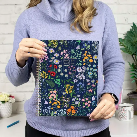 bloom daily planners 2025-26 Academic Planner, Soft Cover, 8.5" x 11", Garden Party, Navy {2}