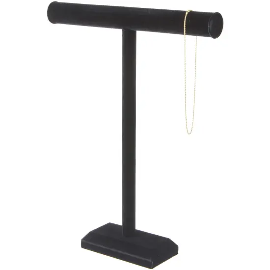 Plymor Black Velvet T-Bar Necklace Display Stand, 14" W x 18" H {3}