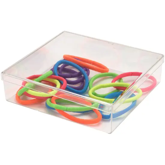 Pioneer Plastics 062C Clear Square Plastic Container, 5.25" W x 5" D x 1.375" H {4}