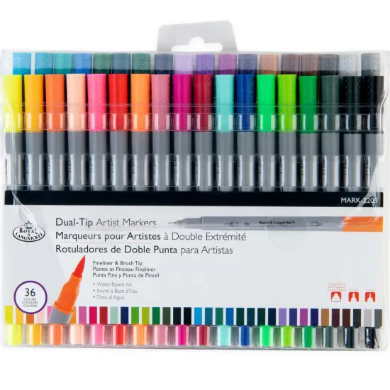 MARK-2203 | 36pc Fineliner and Brush Dual-Tip Artist Markers {1}