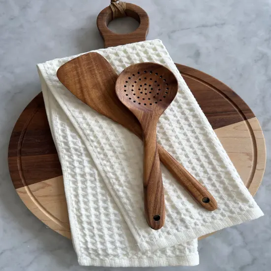 Teak Wooden Kitchen Utensil Set &ndash; 4-Piece Handcrafted Cooking Tools {3}