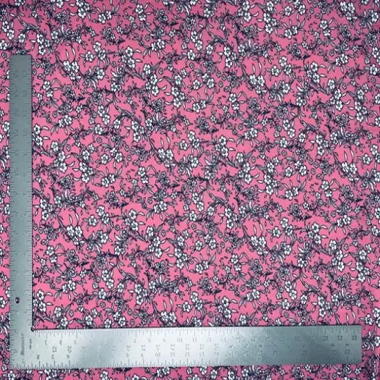 1 Yard Pink Liverpool Knit Floral Print Fabric Stretch Textured Crepe for Garments 58"-60"Width {1}