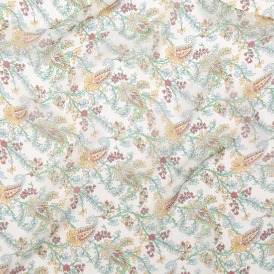 1 Yard Baby Blue Solar Yellow Sugar Swizzle Paisley Silk Chiffon 51 inch Width {1}