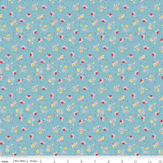 Calico Sweet Rose in Aqua (c16653-aqua) | Simple Pleasures | American Jane | Riley Blake {1}