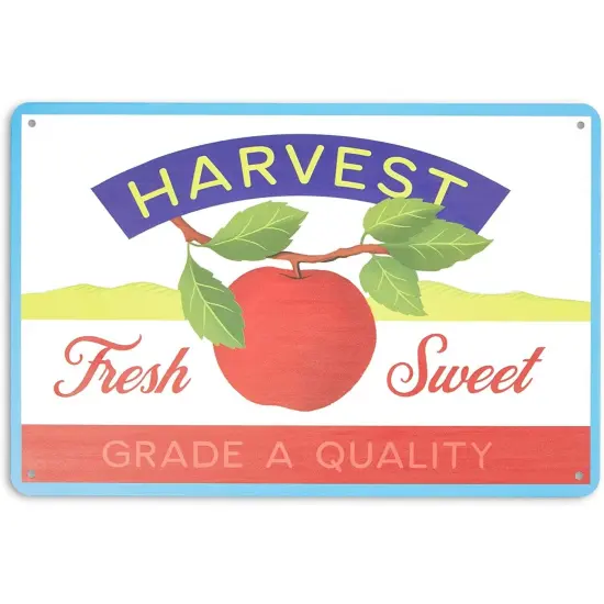 Farmlyn Creek Metal Fruit Crate Label Wall Signs, Kitchen Decor, 5 Designs (11.8 x 7.8 in, 5 Pieces) Multicolor {7}