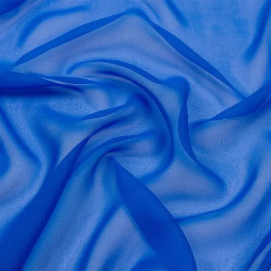 1 Yard Mood Designer Silk Chiffon, Princess Blue Sheer Lightweight Fabric for Dresses & Scarves 44 Inches Wide {1}
