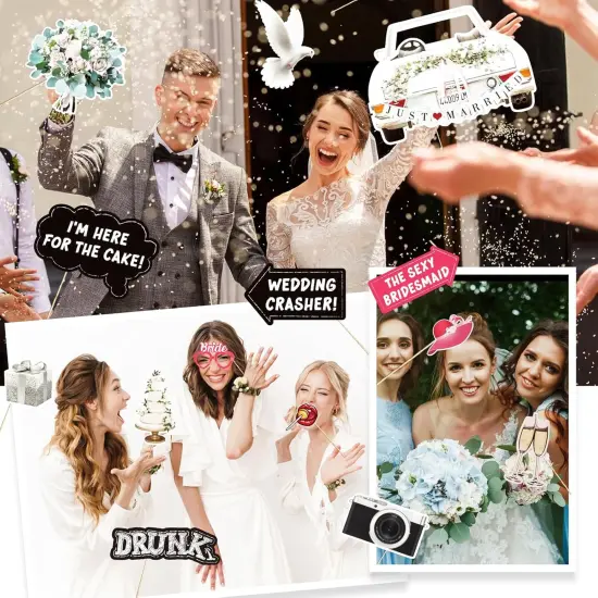 40pcs Wedding Photo Booth Props Wedding Selfie Props for Photobooth Wedding Party Supplies Weeding Shower Decorations {4}