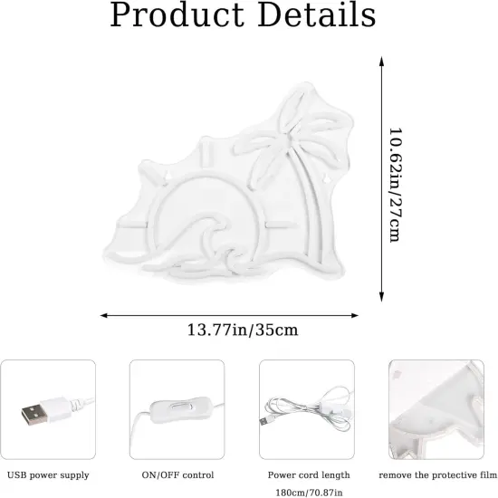 Summer Sunrise Sunset Neon Sign &ndash; Coconut Tree & Wave LED Light for Beach Home & Party Decor {3}