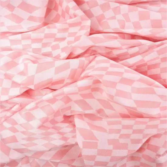 1 Yard Double Knit Jacquard Checker Fabric Stretch Polyester Rayon Spandex 58/60 Inches Wide PINK {2}