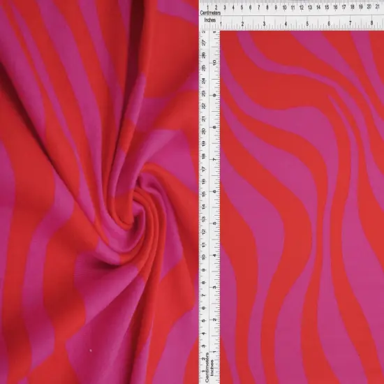 Zebra Animal Brushed DTY Knit Fabric Soft Stretch Fabric 58/60" Wide RED/FUCHSIA {7}