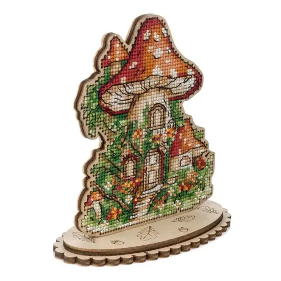 Mushroom Cross-stitch kit on wood FLW-051 {3}