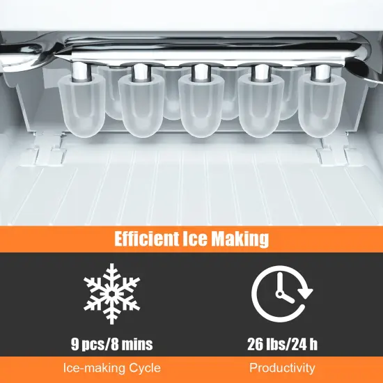Costway Portable Ice Maker Machine Countertop 26Lbs/24H Self-cleaning w/ Scoop {6}