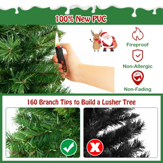 Costway 4 FT Pre-Lit Potted Christmas Tree Artificial Entrance Decor with 3 Lighting Modes {5}