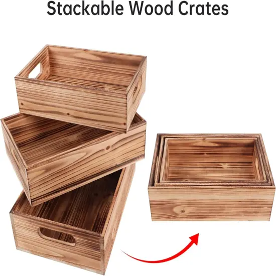 Rustic Crate Storage Decorative Boxes Set of 3 {4}
