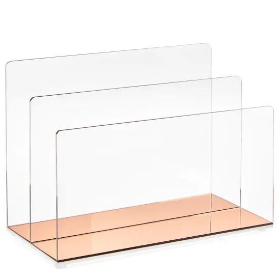 Clear Acrylic File Organizer with 2 Slots, Office Desk Paper, Mail, and Letter Sorter (9 x 5 x 7 In) {1}