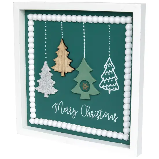 Northlight Merry Christmas Trees Framed Wall Art- 9.5" x 9.5" White {5}