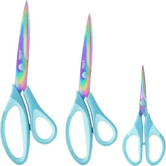 Craft Scissors, All Purpose Sharp Titanium Blade Shears, Comfortable Grips, School Scissors Set of 3 pack, Ideal for Office, Home, Sewing, Fabric, Kitchen, Arts and DIY Supplies {3}