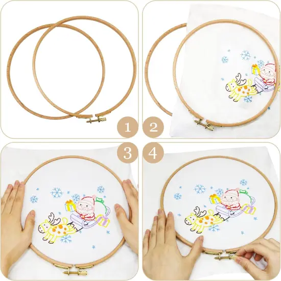 2 Pack 4'' Embroidery Hoop, Guofa 10CM Beech Wood Cross Stitch Hoops, Hanging Embroidery Frame Hoop for Decoration {5}