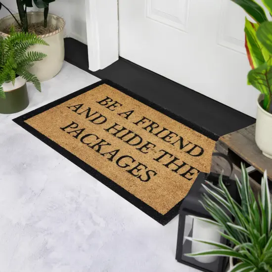Northlight Rectangular "Hide The Packages" Doormat 30" x 18" Black {1}