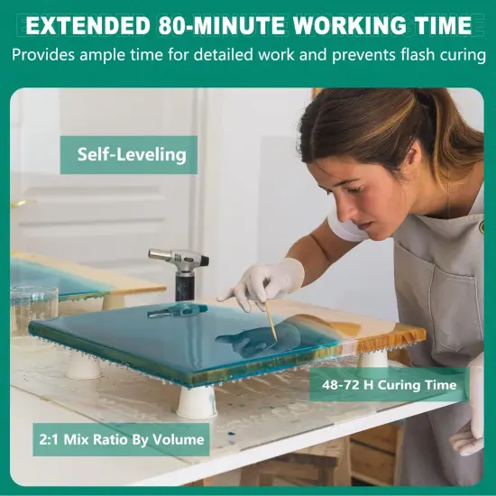 Teexpert Deep Pour Epoxy Resin, 1.5 Gallon Epoxy Resin Kit for 2-4" Pour Depths, Crystal Clear & High Gloss, Bubble-Free Casting Resin for River Tables, Flower Preservation and Mold Crafts - 2:1 Mix {5}