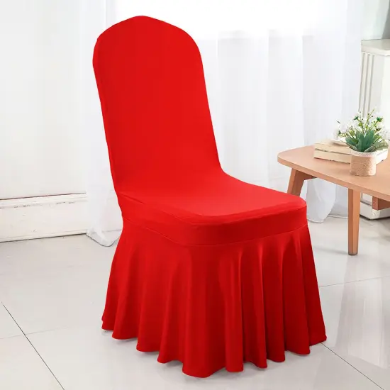 Spandex Banquet Skirt Chair Cover Red Elegant Stretch Skirt Fit Durable Event Decor {1}