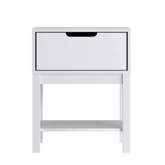 Emma and Oliver Samuel Kids Single-Drawer Night Stand with Solid Wood Frame, Side Table for Kids Bedroom with Open Shelf Gray {11}