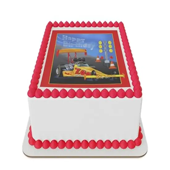 Dragster racing Happy Birthday Edible Icing Sheets- Assorted Image Cake Toppers-Frosting Sheets- Cookies- Cupcake Toppers {1}