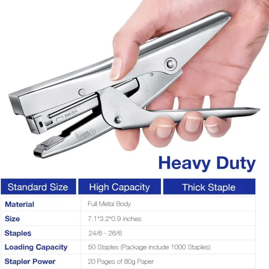 Stapler Heavy Duty with 1000 Staples and Staples Remover Set 20 Sheets Desktop Office Work Student Teacher Large Capacity No Jam Professional Standard 24/6 Metal {2}