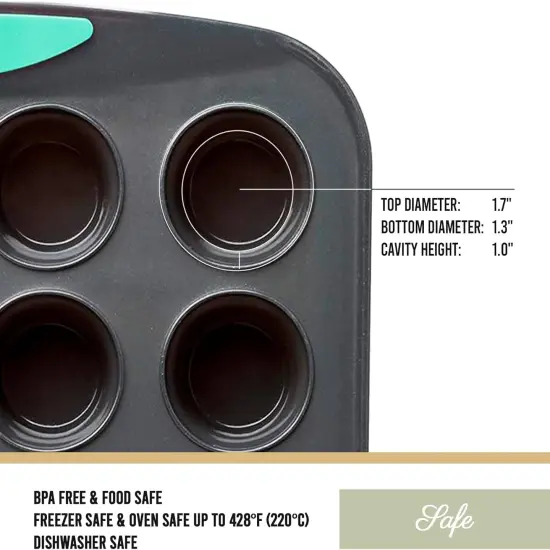 Structure Silicone Muffin Pan, Pan-24 Cup, Grey/Mint {1}