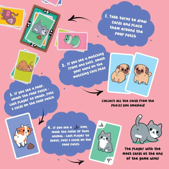 Professor Puzzle: May Contain Butts - Animal Butt-Matching Card Game, Silly Noise Making Party Game, Fast-Paced Set Collection, Kids 6+, 2-6 Players {4}