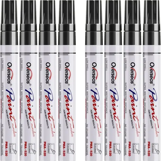 Black Permanent Markers 8 Pack, Oil Based Waterproof Quick Dry Medium Tip Marker Pen for Metal, Wood, Fabric, Plastic, Rock, Stone, Mugs, Canvas, Glass, Art Craft {1}