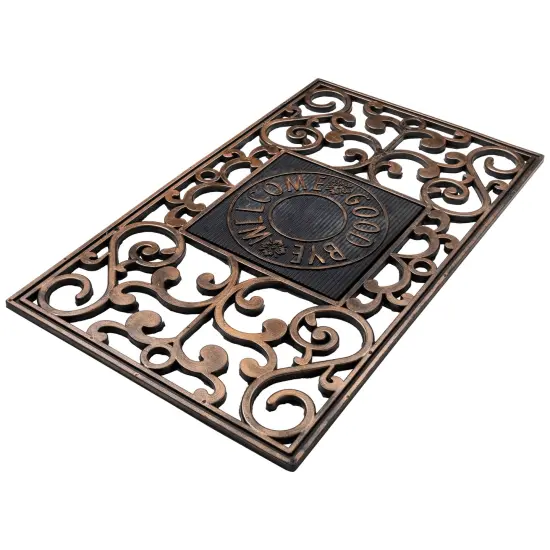 Northlight Copper and Black "Welcome and Good Bye" Doormat 30 x 18 Brown {6}